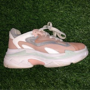 pastel pink and green chunky sneakers